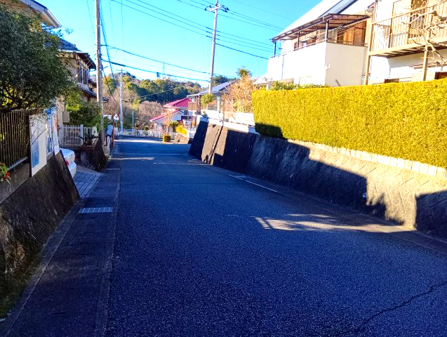 前面道路は幅員約6mとゆとりがあり、車の運転や駐車も安心です。