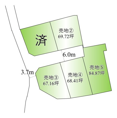 【南アルプス市加賀美　売地の区画図】
