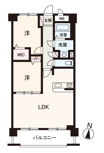 南向きで陽当り良好！2LDKリフォーム物件。インテリアの統一感を作りやすい洋室のみの間取りです。