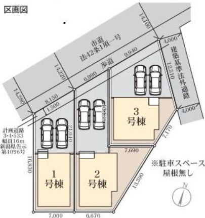 【新築 新潟市東区河渡 第2 1号の区画図】