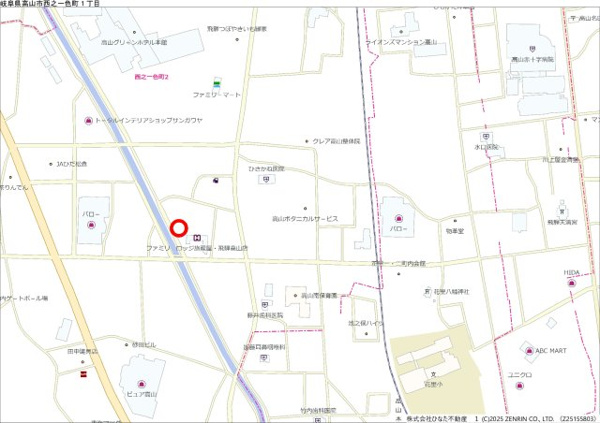 【12/8新規　戸建　高山市西之一色町　500万の地図】