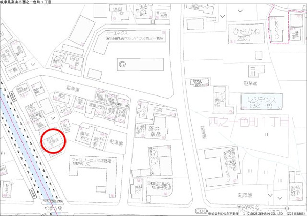 【12/8新規　戸建　高山市西之一色町　500万の地図】