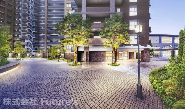 夜でも街灯があり安心のマンションエントランスです！