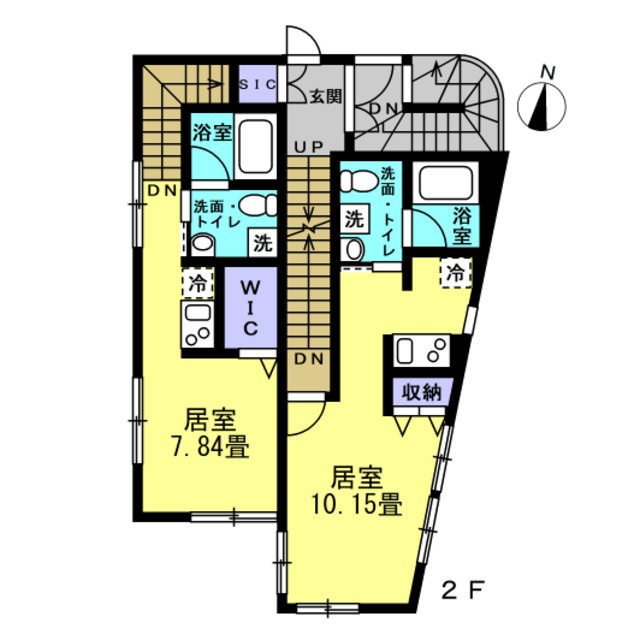 2階間取図（2戸賃貸中）