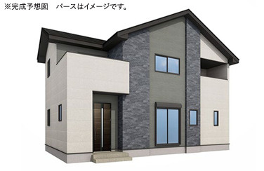 落ち着いた色合いと直線的なフォルムが特徴のデザイン住宅。シンプルながらも高級感のある外観です♪