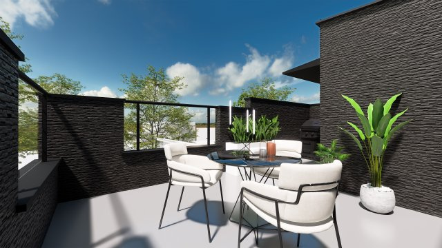 気持ちの良い青空が望める屋上ルーフバルコニー付　＋3カ所のバルコニー付で＋αのゆとりと開放感を演出いたします　(イラストは図面を基に起こしたもので実際のものとは多少異なる場合がございます)