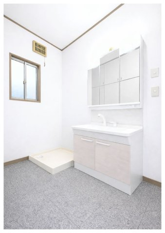 ◆毎日使う場所だから、機能的で使いやすさに配慮したパウダールーム。すっきりと使えるように収納も豊富にご用意しています。