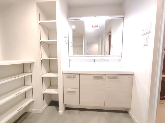 洗面台の写真です。収納が豊富です。