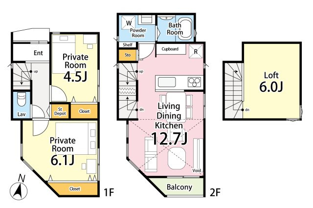 2LDK+ロフト　敷地面積　55.25ｍ2　建物面積　55.68ｍ2　建物価格　2、200万円　土地建物価格　6、280万円