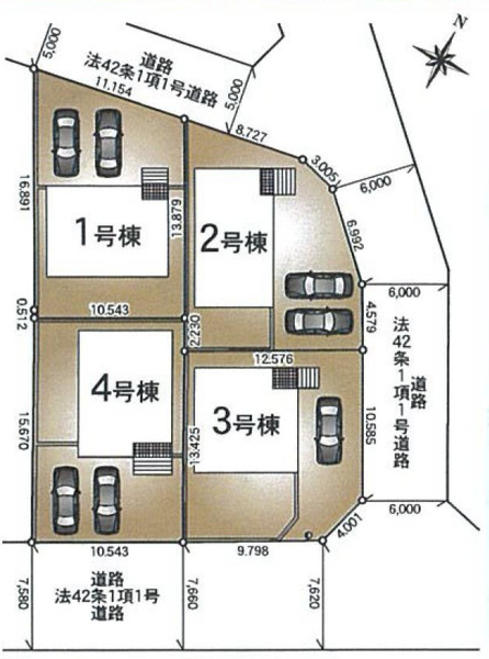 【八王子市大塚の新築戸建ての土地図面】