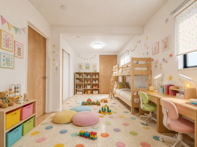 【洋室】　お子様の成長や、生活環境の変化に合わせてご自由にレイアウト可能です。※画像はイメージです。　家族構成が変わっても柔軟に対応できる、長く快適に暮らせる設計です。