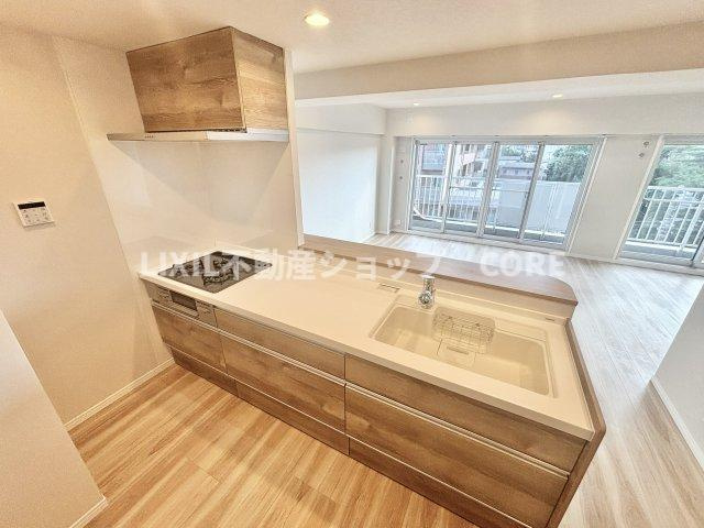 カウンターキッチンはリビングを見渡せるので、お料理番組やドラマを見ながら作業ができます。