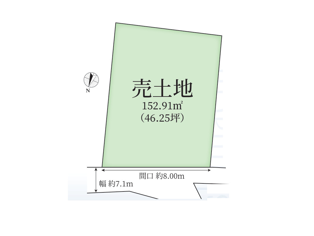 区画図の番号が本物件の区画です。道路の幅や位置、隣接区画との並び、公園やごみ置場の配置をご確認ください。区画ごとの高低差や日当たりは現地でご案内します。※図面と現況が異なる場合は現況優先。