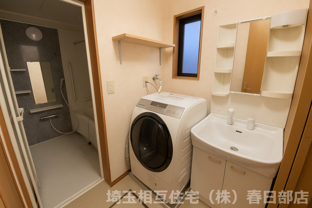 白を基調とした清潔感ある独立洗面所。　※加工で一部物を削除しています。実際とは多少異なります。