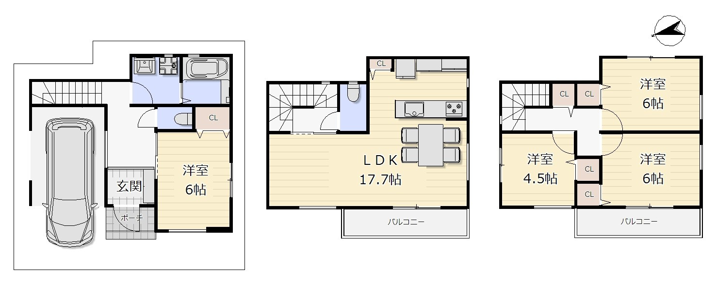 参考プラン　4LDK　建物面積：99.63？　北西向き