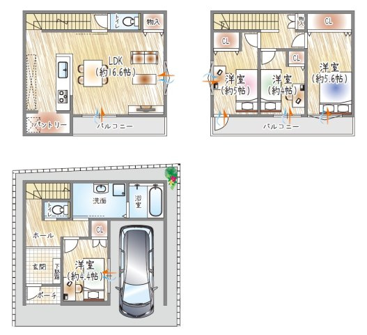 【参考プラン？】(ベストプラン建物価格：2480万円～)　■建物面積：97.90？　■3階建て×4LDK　ゆとりある洗面×パントリー家事も収納も快適にこなせる設計◎