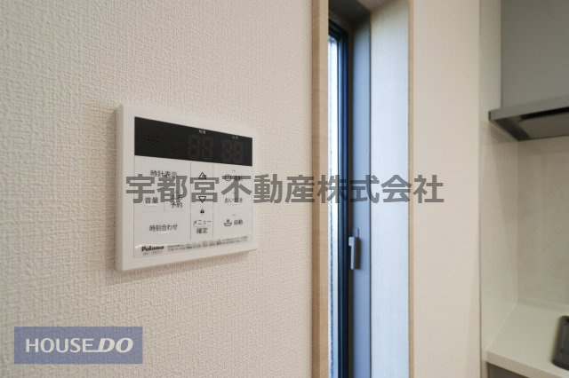 【温水設備】現地完成写真。給湯スイッチ付きで温度調整もラクラクです。