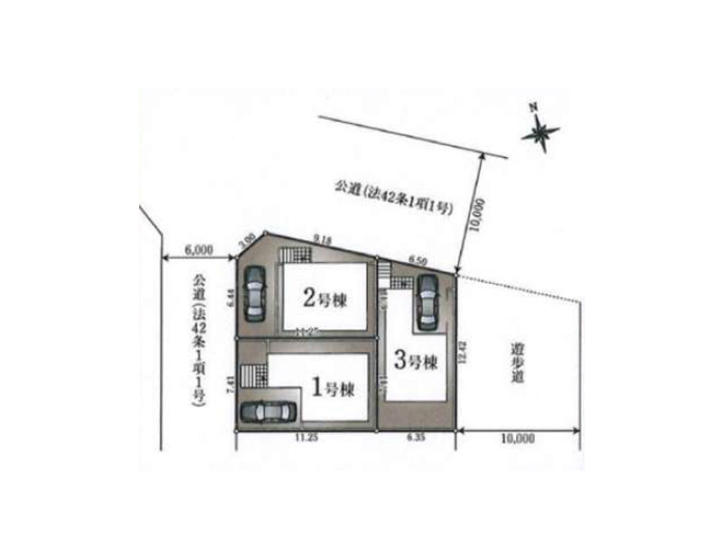 3号棟/幅員10.0ｍ公道に面しており開放的です。※図面を基に作成しています。現況と異なる場合は現況を優先いたします。
