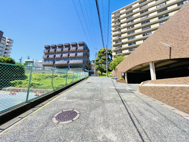 マンションに続く前面道路です。