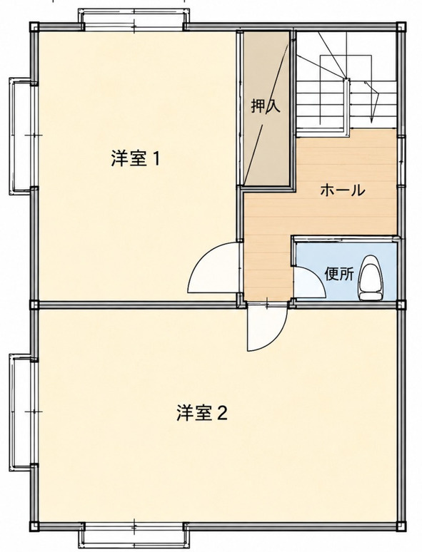 2階には広いバルコニーがあります。現況優先とします。