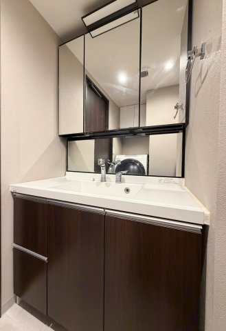 大きな三面鏡とシャワーヘッド有の独立洗面台！2018年に室内大規模リフォーム履歴有の為室内状況良好！