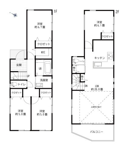 【 開放的なリビングのある家 の間取り】