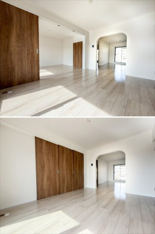 扉をスライドさせると、部屋全体のイメージが変わります。是非現地でご確認いただきたいです。