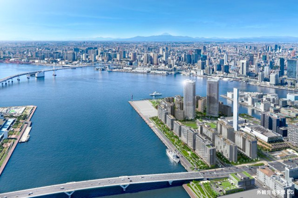 【HARUMI FLAG SUNVILLAGE T棟の外観パース】