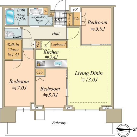 【HARUMI FLAG SUNVILLAGE T棟の間取り】