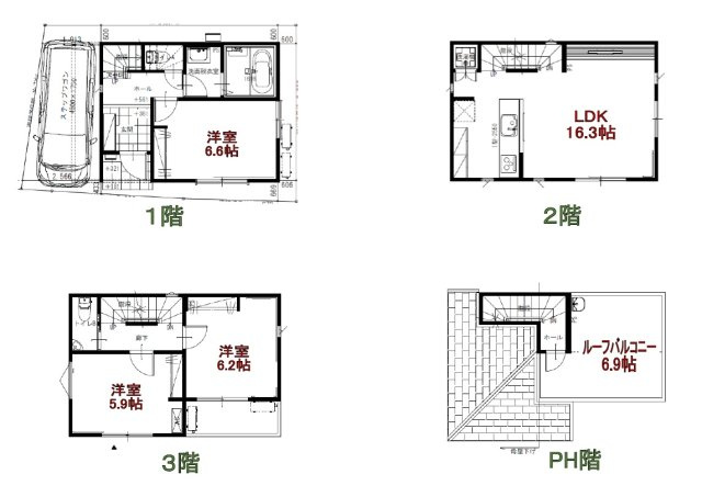 建物プラン例☆建物価格2、390万円、建物面積83.64？　各種セレクトが可能です♪　