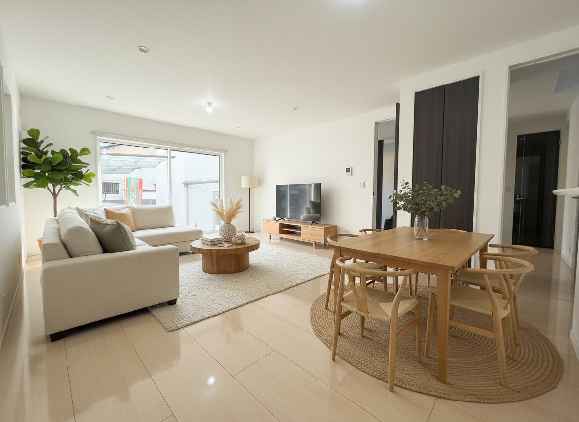 1階20帖のリビングはどんな家具を置いても安心の広さ！南側の大きな窓からはたくさんの日差しが降り注ぎます♪※家具はCGです