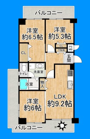 2面バルコニがあり、明るいお部屋です！
