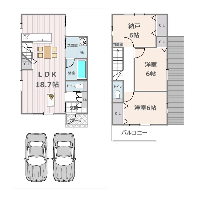 【建物参考プラン・価格】　建物面積：1階43.74？、2階40.5？、延床面積84.24？（25.48坪）　価格：1、929万円（別途外構工事費120万円（税込）、設計監理費用170万円（税込）要）　
