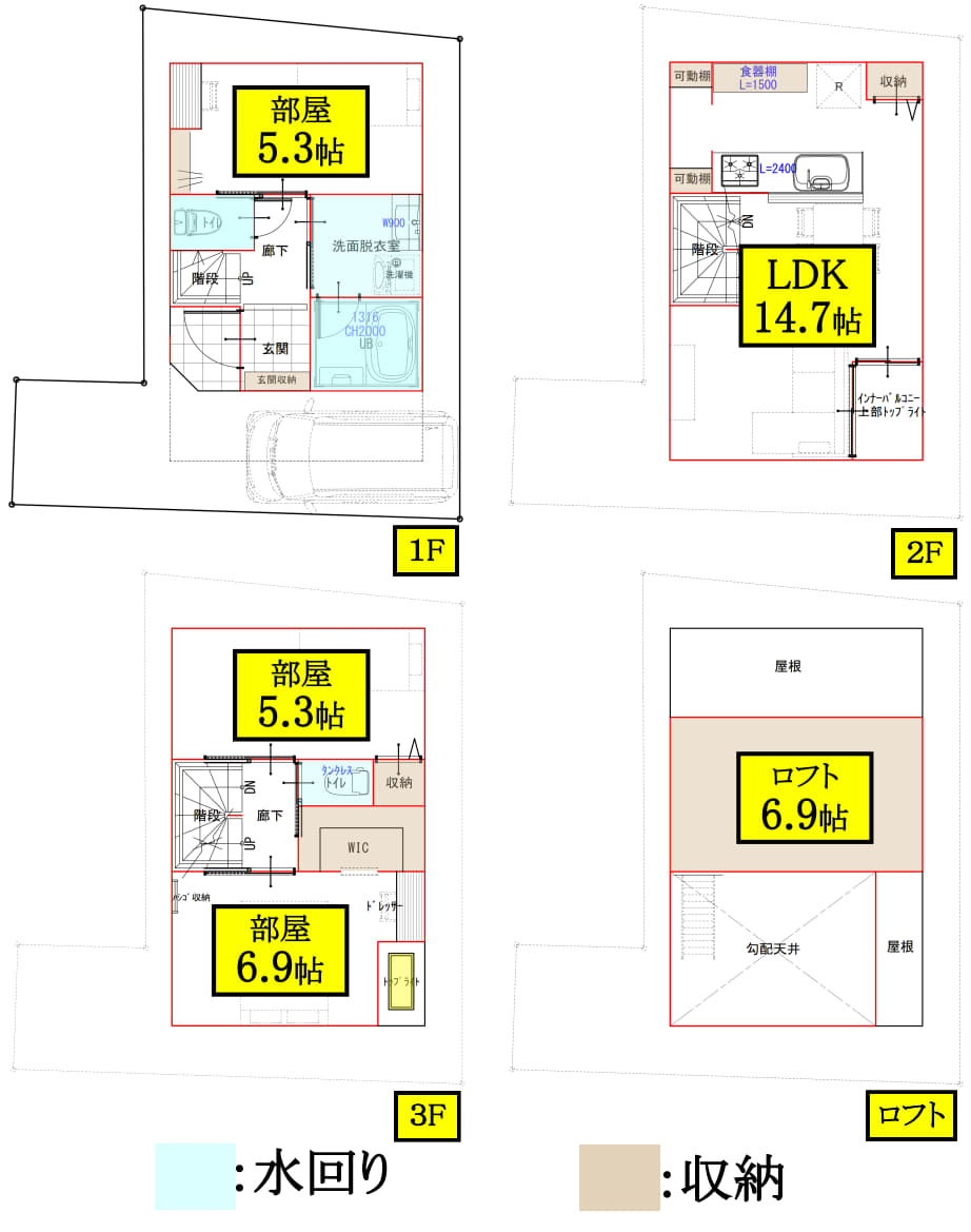 建物プラン例　建物価格1800万円、建物面積70.35？