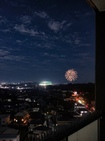 花火が見えます