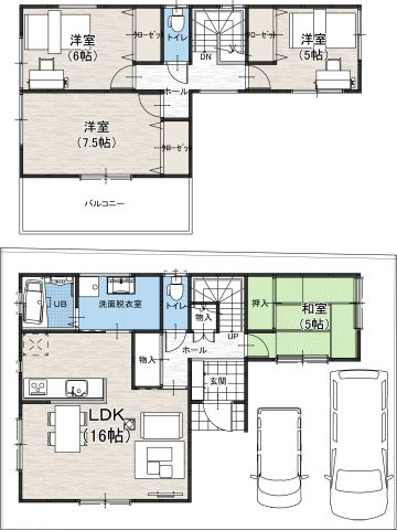 土地図＋建物プラン例
