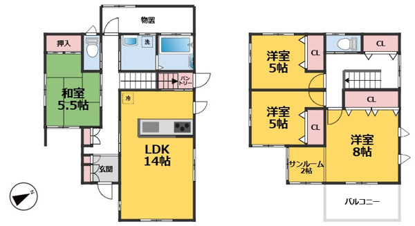 【中古戸建 新潟市秋葉区小須戸の間取り】