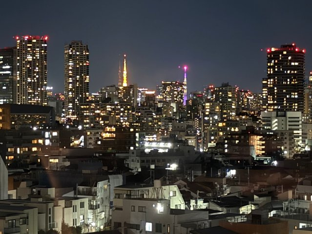 窓一面に広がる、都心ならではのナイトビュー