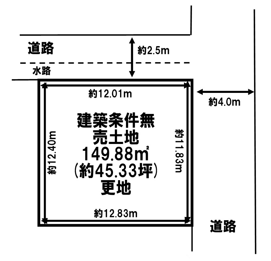 土地面積　約45.33坪、ゆとりある土地で自由設計を！