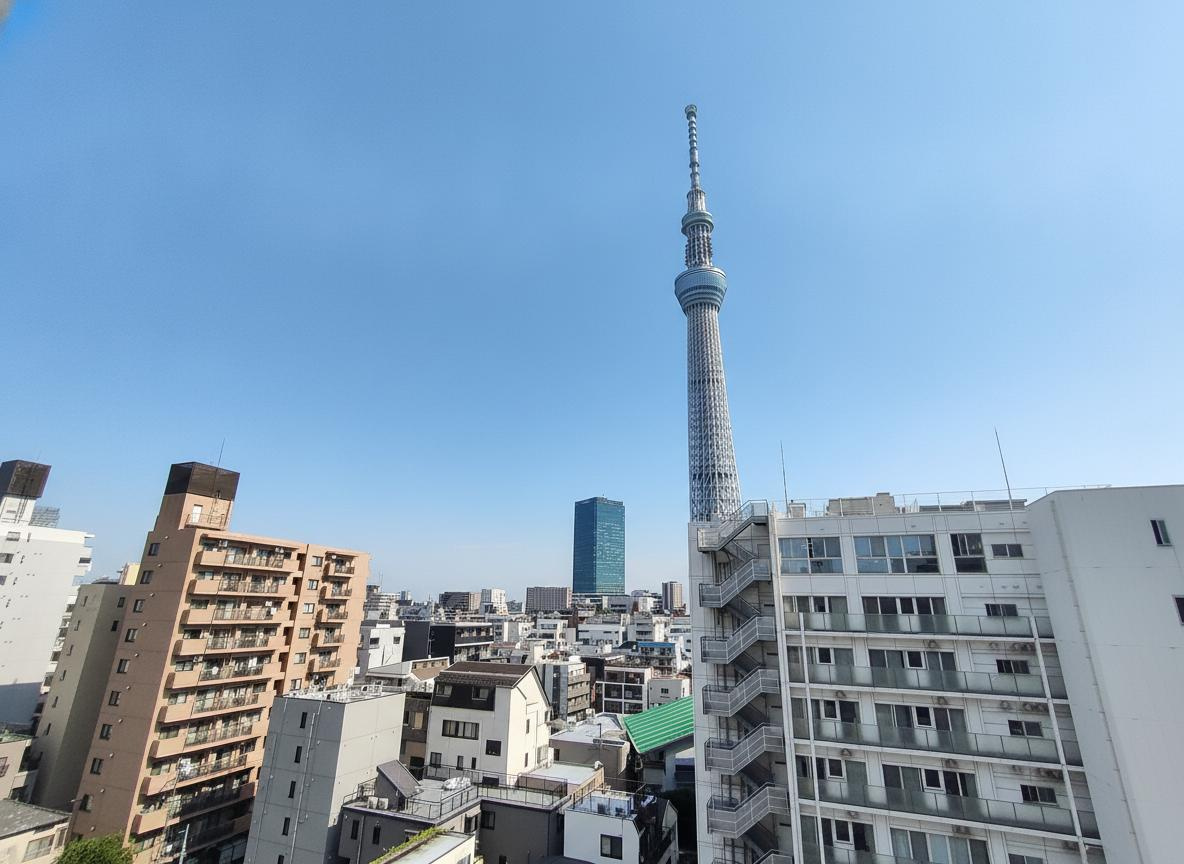 【眺望】　窓の先に広がるスカイツリービュー。都心のランドマークを身近に感じる住まい。　