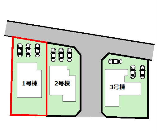 【区画図】区画図です。並列3台駐車可能。