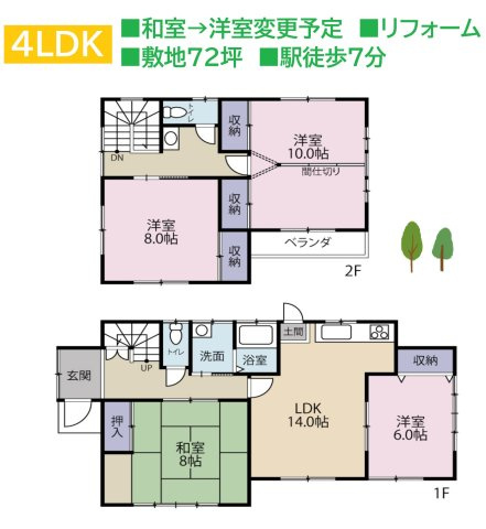 小田急小田原線「伊勢原」駅徒歩7分の好立地！　　　　　　　　　　　　全室6帖以上とゆとりがあるので、インテリアの幅も広がりますね♪