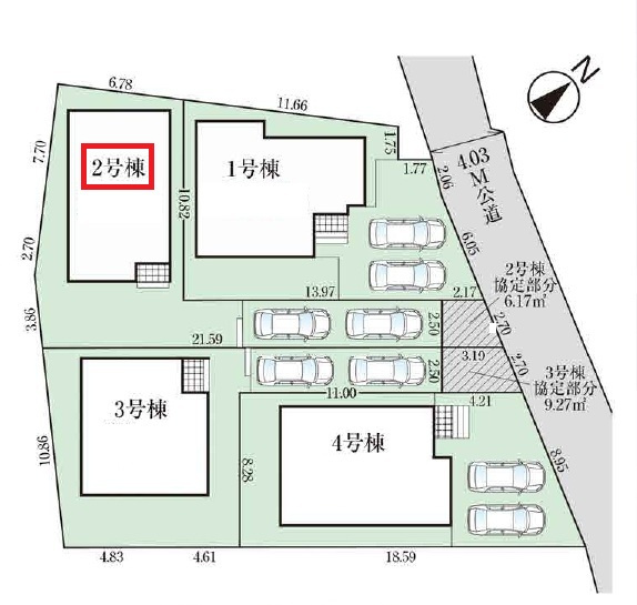 【全4棟・2号棟】　縦列駐車2台可能です。