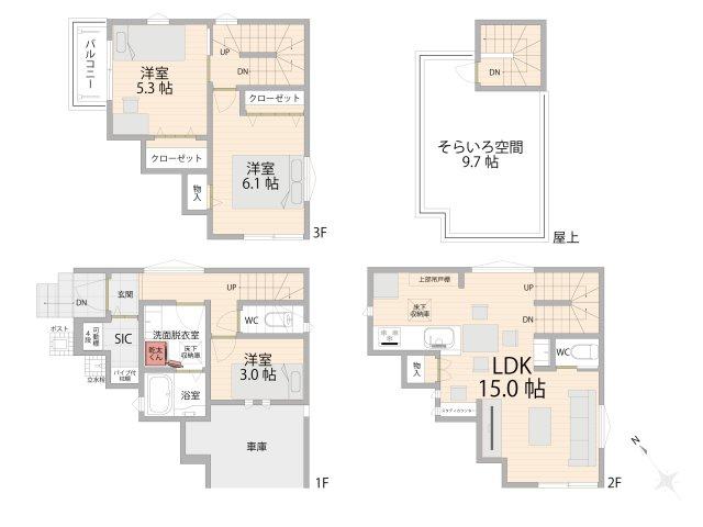 3LDK　建物面積：79.58？　建物価格：2480万円
