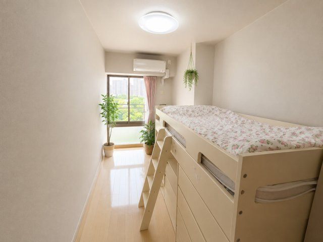 6帖の洋室は、お子様部屋や、リモート部屋としても最適です。小物はAIで消しています。