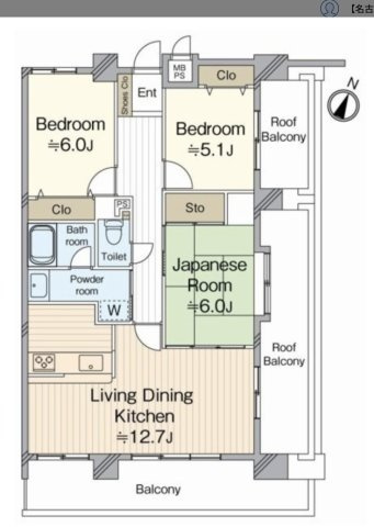 【ライオンズマンション大府第二の間取り】
