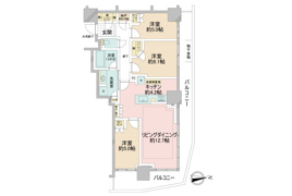 角地16階　ペット可　パークシティ柏の葉キャンパス　駅徒歩4分の間取り
