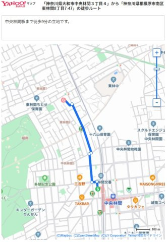 中央林間駅まで徒歩9分、東林間駅徒歩10分の立地