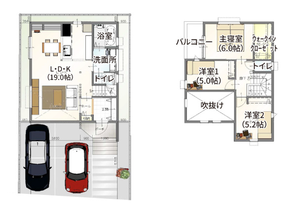 【城陽市寺田宮ノ谷 売土地 建築条件付きの参考プラン間取図】