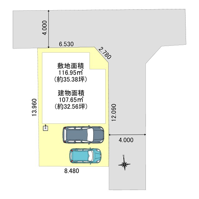 角地！カースペース並列2台可能